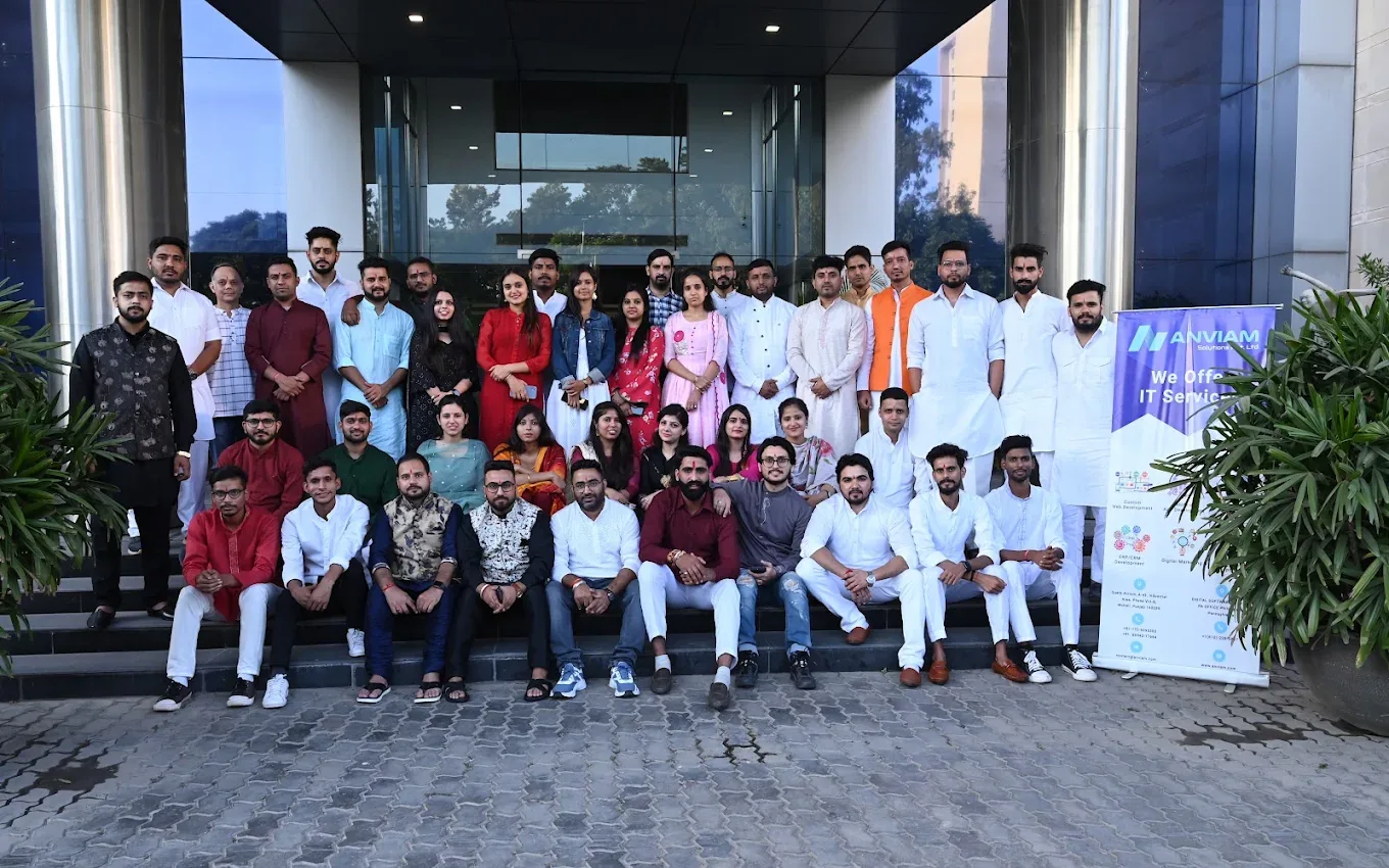 The Anviam team gathered outside the Mohali office