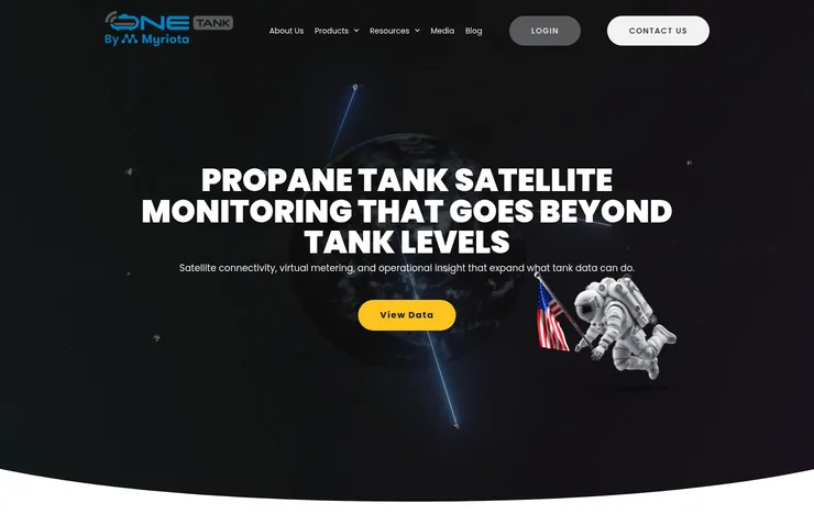 One-Tank website homepage: propane tank satellite monitoring that goes beyond tank levels